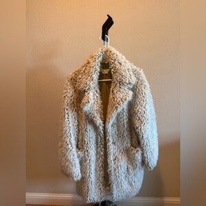 Anthropologie Sherpa Plush Ivory Coat